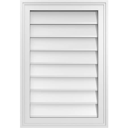 Ekena Millwork Vertical Surface Mount PVC Gable Vnt: Non-Functional, w/2"W x 1-1/2"H, Brickmould Frame, 18"W x 26"H GVPVE18X2602SN